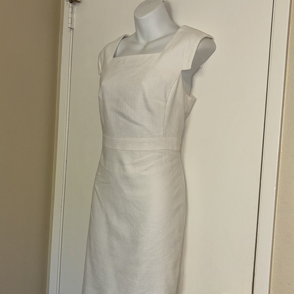 Ann Taylor White/Cream Linen Sleeveless Square Neck Sheath Dress - Picture 6 of 7